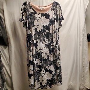 2for$20 Robbie Bee black creme pink gold floral flower flowy dress 1X summer
